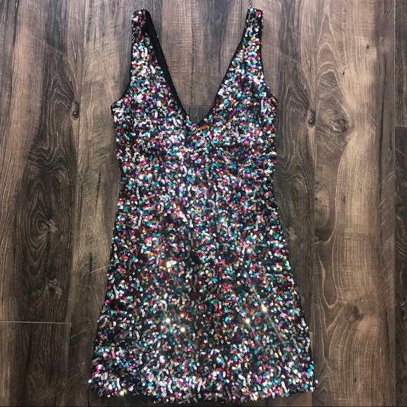 New Look Dresses & Skirts - Sequin plunge mini dress